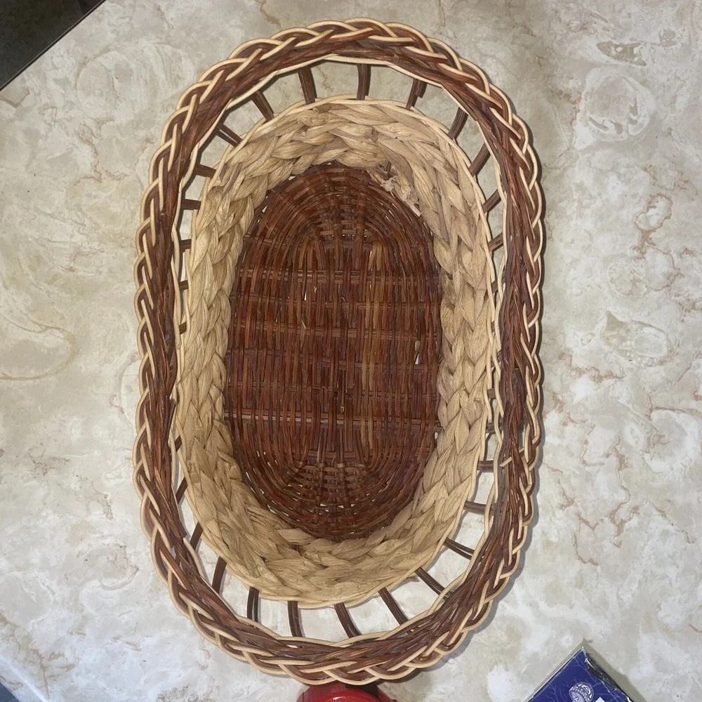 Vintage Wicker Basket Elliptical‎ Shaped 12x 8
